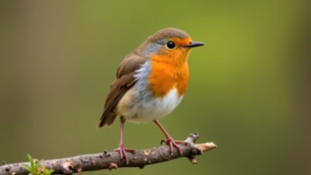 Roodborstje zittend op een lage tak in natuurlijke omgeving