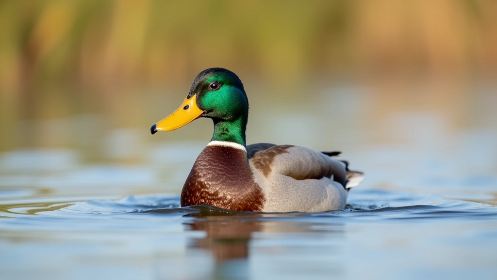 Wilde eend (kopeend) zwemmend in het water met reflectie